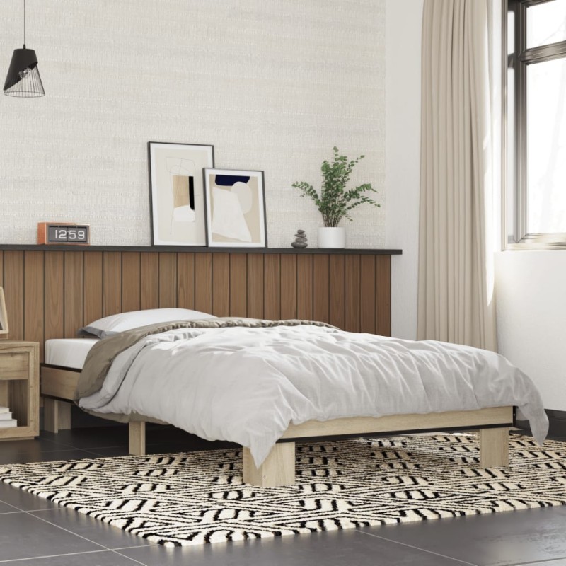 vidaXL Bettgestell Sonoma-Eiche 90x200 cm Holzwerkstoff und Metall vidaXL Bettgestell Sonoma-Eiche 90x200 cm Holzwerkstoff und Metall