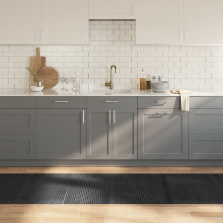 vidaXL Teppich Rechteckig Grau 80x300 cm Bambus