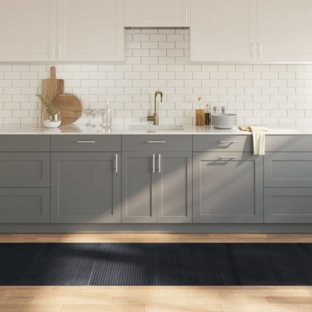 vidaXL Teppich Rechteckig Schwarz 80x400 cm Bambus
