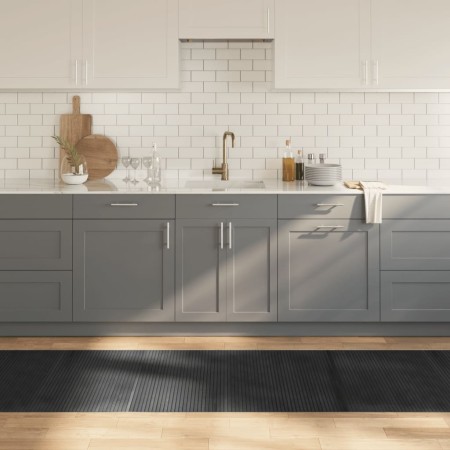 vidaXL Teppich Rechteckig Grau 80x400 cm Bambus