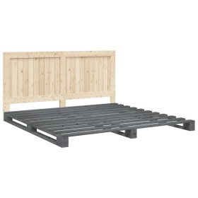 vidaXL Massivholzbett mit Kopfteil Grau 200x200 cm Kiefer