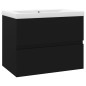 vidaXL Waschbeckenunterschrank mit Einbaubecken Schwarz Holzwerkstoff vidaXL Waschbeckenunterschrank mit Einbaubecken Schwarz Holzwerkstoff