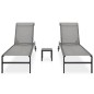 vidaXL Sonnenliegen 2 Stk. mit Tisch Textilene und Stahl vidaXL Sonnenliegen 2 Stk. mit Tisch Textilene und Stahl