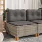 vidaXL Gartensofa ohne Armlehnen mit Kissen Grau Poly Rattan vidaXL Gartensofa ohne Armlehnen mit Kissen Grau Poly Rattan