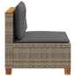 vidaXL Gartensofa ohne Armlehnen mit Kissen Grau Poly Rattan vidaXL Gartensofa ohne Armlehnen mit Kissen Grau Poly Rattan