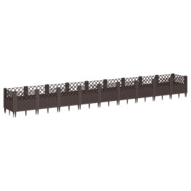 vidaXL Pflanzkasten mit Erdspießen Braun 363,5x43,5x43,5 cm PP