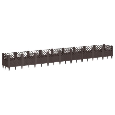 vidaXL Pflanzkasten mit Erdspießen Braun 363,5x43,5x43,5 cm PP