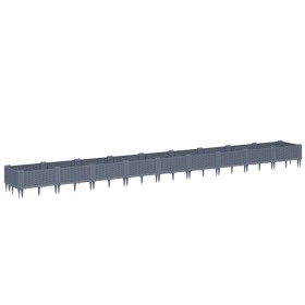 vidaXL Pflanzkasten mit Erdspießen Grau 362,5x42,5x28,5 cm PP