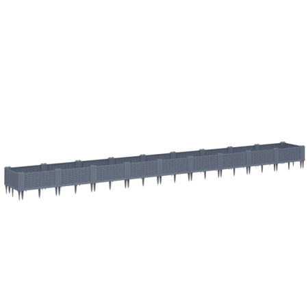 vidaXL Pflanzkasten mit Erdspießen Grau 362,5x42,5x28,5 cm PP