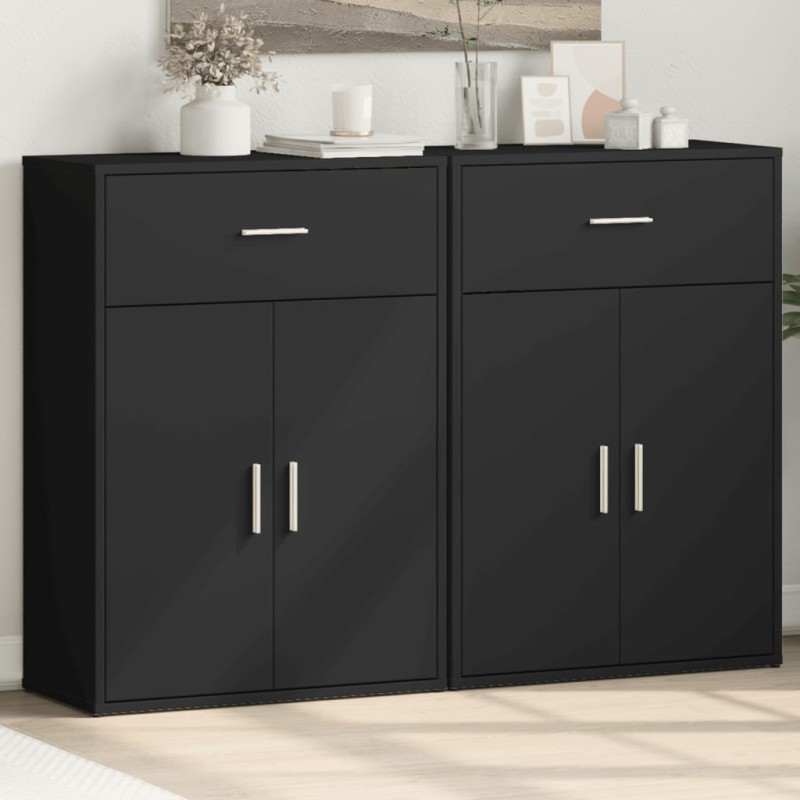 vidaXL Sideboards 2 Stk. Schwarz 60x30x84 cm Holzwerkstoff vidaXL Sideboards 2 Stk. Schwarz 60x30x84 cm Holzwerkstoff