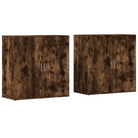 vidaXL Sideboards 2 Stk. Räuchereiche 79x38x80 cm Holzwerkstoff