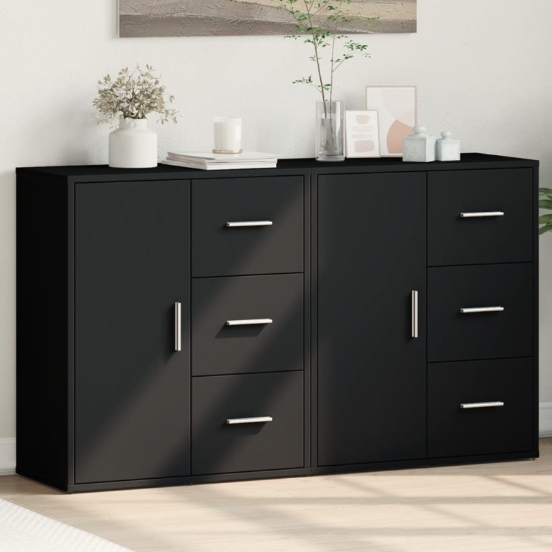 vidaXL Sideboards 2 Stk. Schwarz 60x31x70 cm Holzwerkstoff vidaXL Sideboards 2 Stk. Schwarz 60x31x70 cm Holzwerkstoff