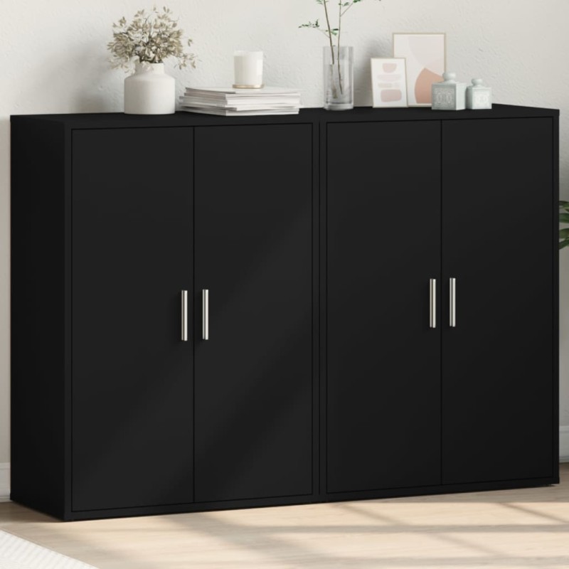vidaXL Sideboards 2 Stk. Schwarz 60x31x84 cm Holzwerkstoff vidaXL Sideboards 2 Stk. Schwarz 60x31x84 cm Holzwerkstoff