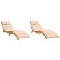 vidaXL Sonnenliegen mit Auflagen 2 Stk. Beige Massivholz Akazie vidaXL Sonnenliegen mit Auflagen 2 Stk. Beige Massivholz Akazie