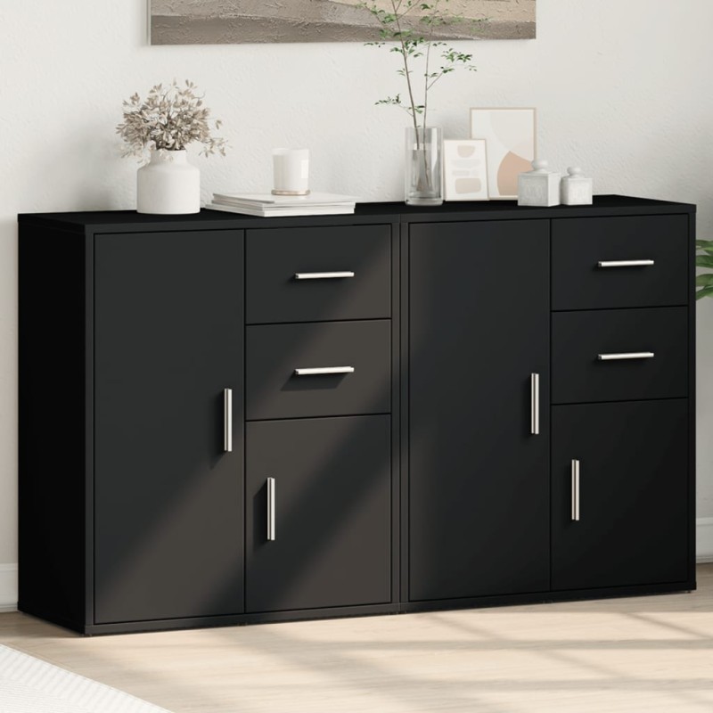 vidaXL Sideboards 2 Stk. Schwarz 60x31x70 cm Holzwerkstoff vidaXL Sideboards 2 Stk. Schwarz 60x31x70 cm Holzwerkstoff
