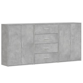 vidaXL Sideboards 3 Stk. Betongrau 60x31x84 cm Holzwerkstoff