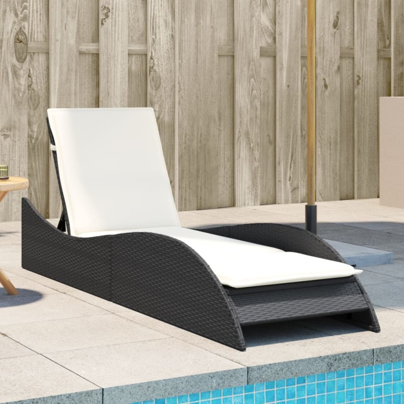 vidaXL Sonnenliege mit Auflage Schwarz 60x205x73 cm Poly Rattan vidaXL Sonnenliege mit Auflage Schwarz 60x205x73 cm Poly Rattan