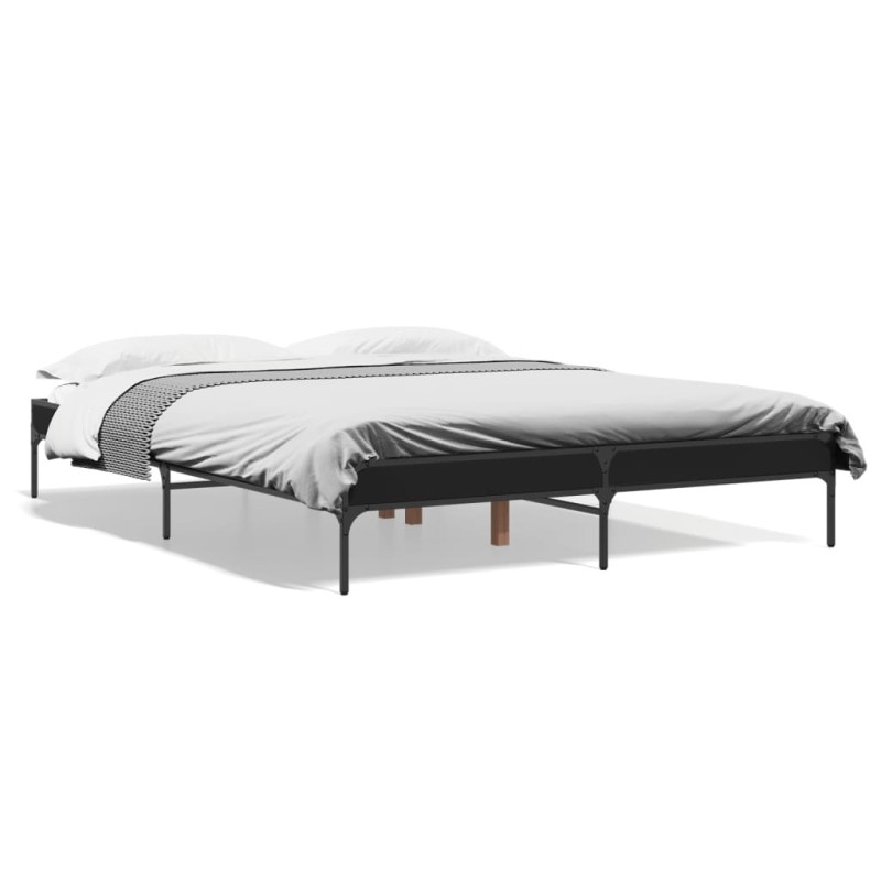 vidaXL Bettgestell Schwarz 160x200 cm Holzwerkstoff und Metall vidaXL Bettgestell Schwarz 160x200 cm Holzwerkstoff und Metall