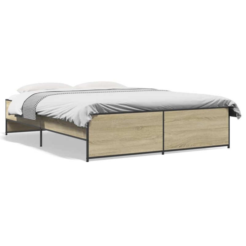 vidaXL Bettgestell Sonoma-Eiche 160x200 cm Holzwerkstoff und Metall vidaXL Bettgestell Sonoma-Eiche 160x200 cm Holzwerkstoff und Metall
