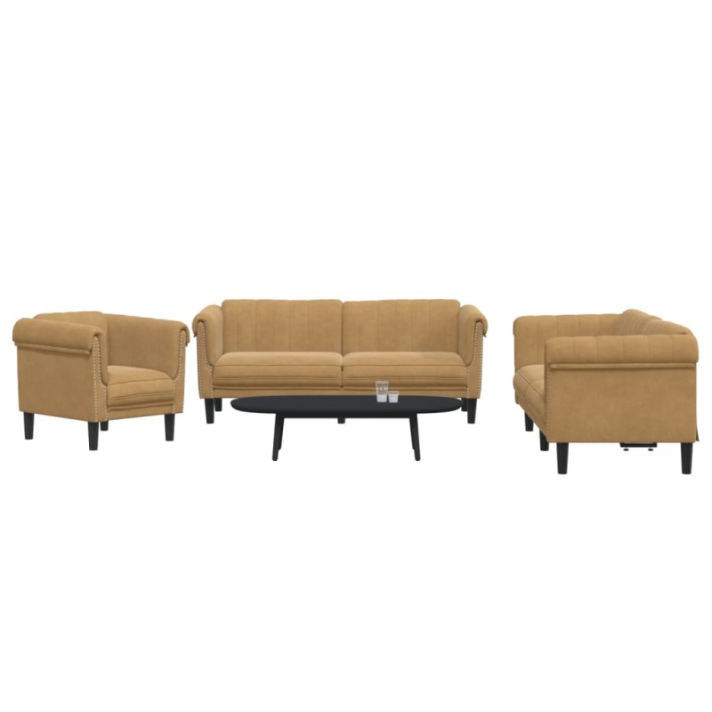 vidaXL 3-tlg. Sofagarnitur Braun Samt vidaXL 3-tlg. Sofagarnitur Braun Samt