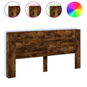 vidaXL LED-Kopfteil mit Ablage Räuchereiche 200x16,5x103,5 cm