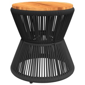 vidaXL Couchtisch mit Drahtgestell Schwarz Ø 45x44 cm Akazienholz