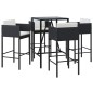 vidaXL 5-tlg. Gartenbar-Set mit Kissen Schwarz Poly Rattan vidaXL 5-tlg. Gartenbar-Set mit Kissen Schwarz Poly Rattan