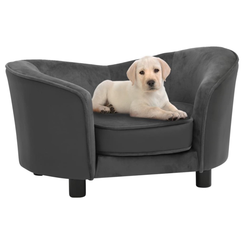 vidaXL Hundesofa Dunkelgrau 69x49x40 cm Plüsch und Kunstleder vidaXL Hundesofa Dunkelgrau 69x49x40 cm Plüsch und Kunstleder