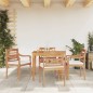 vidaXL 5-tlg. Garten-Essgruppe mit Weißen Kissen Massivholz Teak vidaXL 5-tlg. Garten-Essgruppe mit Weißen Kissen Massivholz Teak