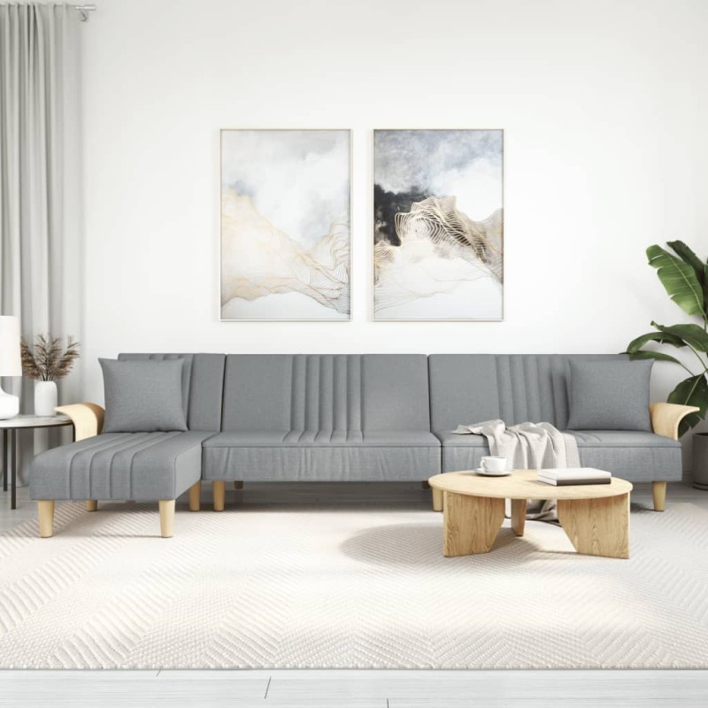 vidaXL Schlafsofa in L-Form Hellgrau 279x140x70 cm Stoff vidaXL Schlafsofa in L-Form Hellgrau 279x140x70 cm Stoff