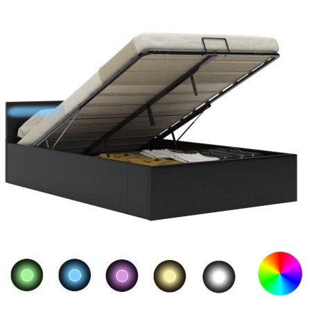 vidaXL Bett mit Bettkasten Hydraulisch LED Kunstleder 140x200 cm 