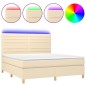 vidaXL Boxspringbett mit Matratze & LED Creme 160x200 cm Stoff vidaXL Boxspringbett mit Matratze & LED Creme 160x200 cm Stoff