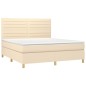vidaXL Boxspringbett mit Matratze & LED Creme 160x200 cm Stoff vidaXL Boxspringbett mit Matratze & LED Creme 160x200 cm Stoff