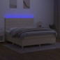 vidaXL Boxspringbett mit Matratze & LED Creme 160x200 cm Stoff vidaXL Boxspringbett mit Matratze & LED Creme 160x200 cm Stoff