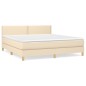 vidaXL Boxspringbett mit Matratze Creme 160x200 cm Stoff vidaXL Boxspringbett mit Matratze Creme 160x200 cm Stoff