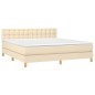 vidaXL Boxspringbett mit Matratze Creme 160x200 cm Stoff vidaXL Boxspringbett mit Matratze Creme 160x200 cm Stoff