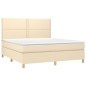 vidaXL Boxspringbett mit Matratze Creme 160x200 cm Stoff vidaXL Boxspringbett mit Matratze Creme 160x200 cm Stoff