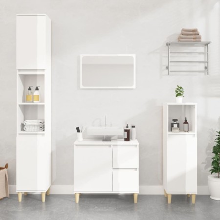 vidaXL Badschrank Hochglanz-Weiß 65x33x60 cm Holzwerkstoff