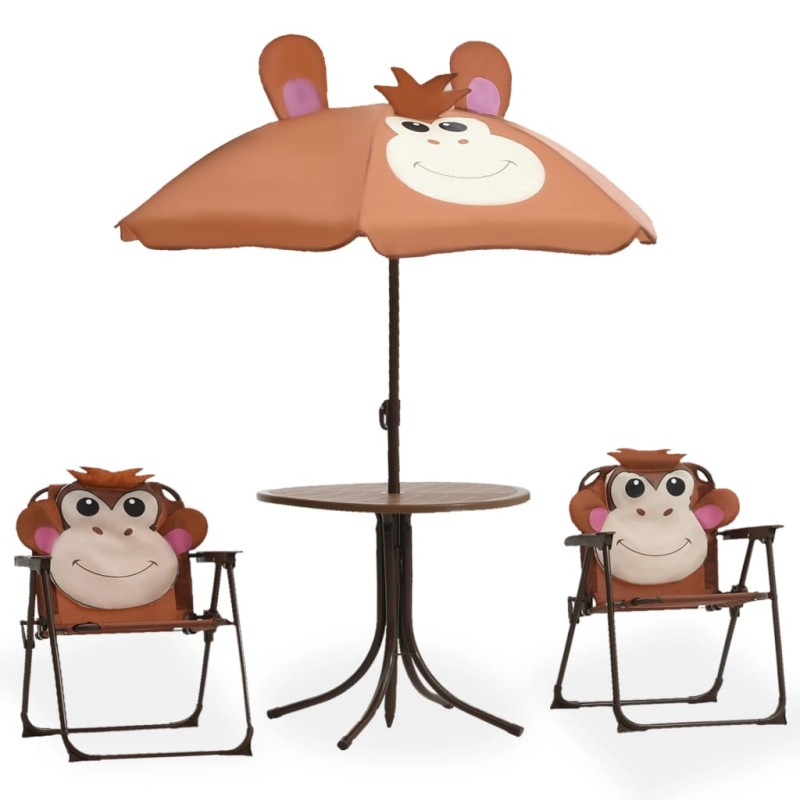 vidaXL 3-tlg. Garten-Bistro-Set für Kinder mit Sonnenschirm Braun vidaXL 3-tlg. Garten-Bistro-Set für Kinder mit Sonnenschirm Braun