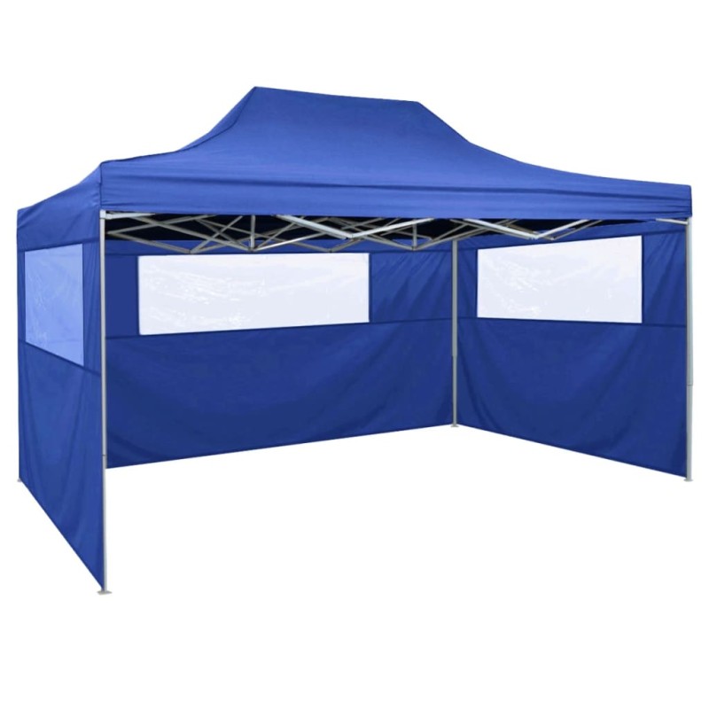 vidaXL Profi-Partyzelt Faltbar mit 3 Seitenwänden 3×4m Stahl Blau vidaXL Profi-Partyzelt Faltbar mit 3 Seitenwänden 3×4m Stahl Blau