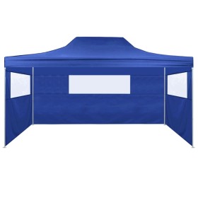 vidaXL Profi-Partyzelt Faltbar mit 3 Seitenwänden 3×4m Stahl Blau