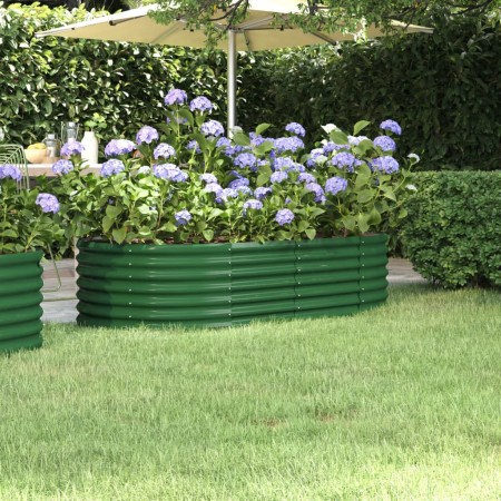 vidaXL Hochbeet Pulverbeschichteter Stahl 152x80x36 cm Grün