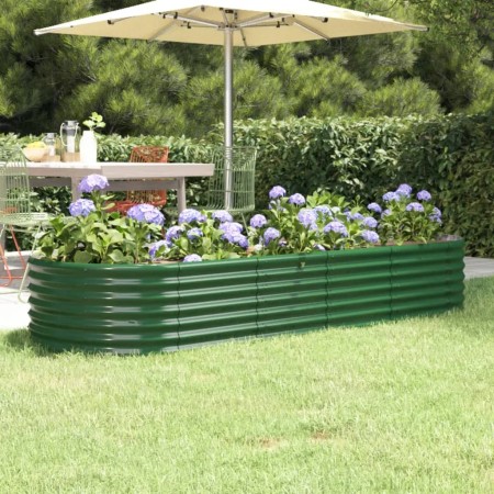 vidaXL Hochbeet Pulverbeschichteter Stahl 224x80x36 cm Grün