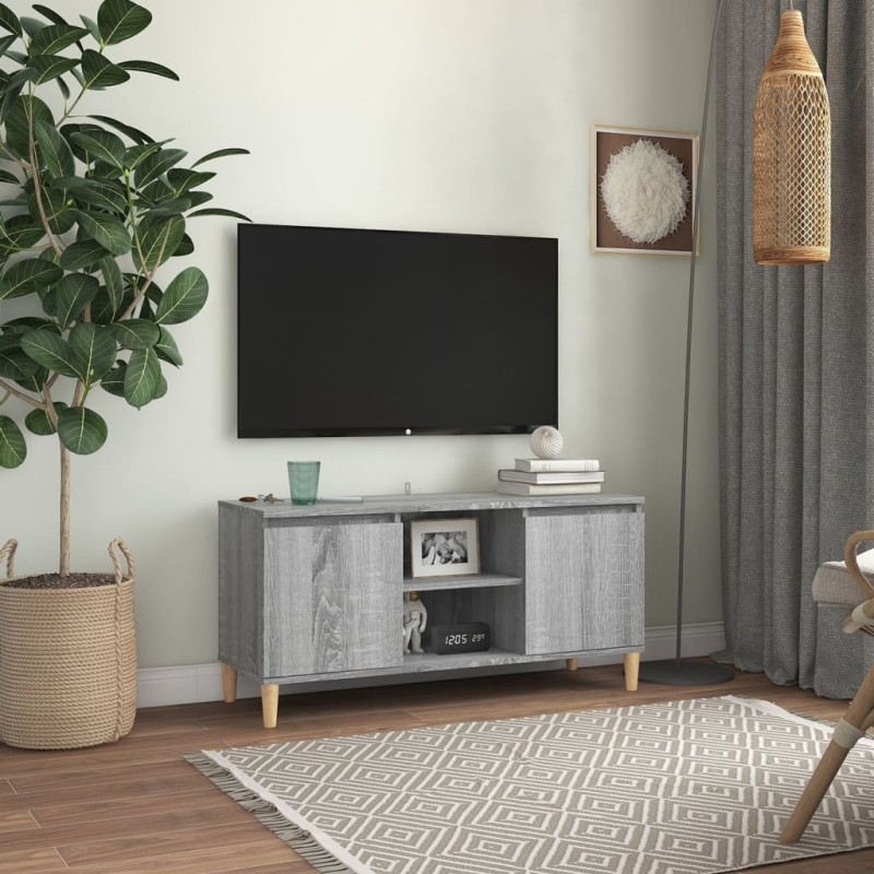 vidaXL TV-Schrank mit Massivholz-Beinen Grau Sonoma 103,5x35x50 cm vidaXL TV-Schrank mit Massivholz-Beinen Grau Sonoma 103,5x35x50 cm