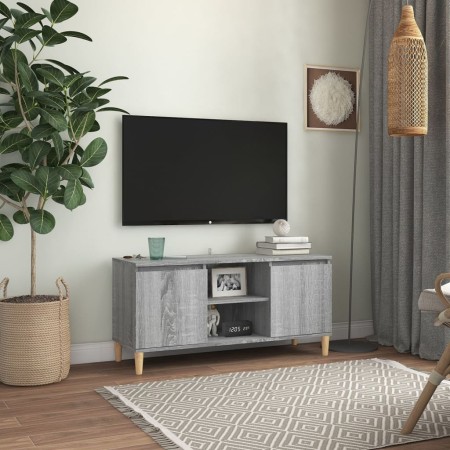 vidaXL TV-Schrank mit Massivholz-Beinen Grau Sonoma 103,5x35x50 cm