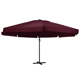 vidaXL Sonnenschirm mit Aluminium-Mast 600 cm Bordeauxrot 