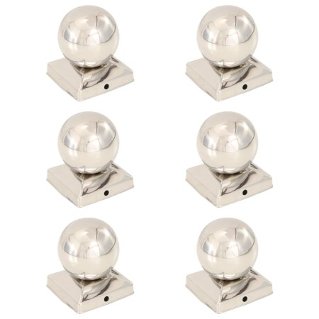 vidaXL Pfostenkappen 6 Stk. Kugelform Edelstahl 81 x 81 mm 