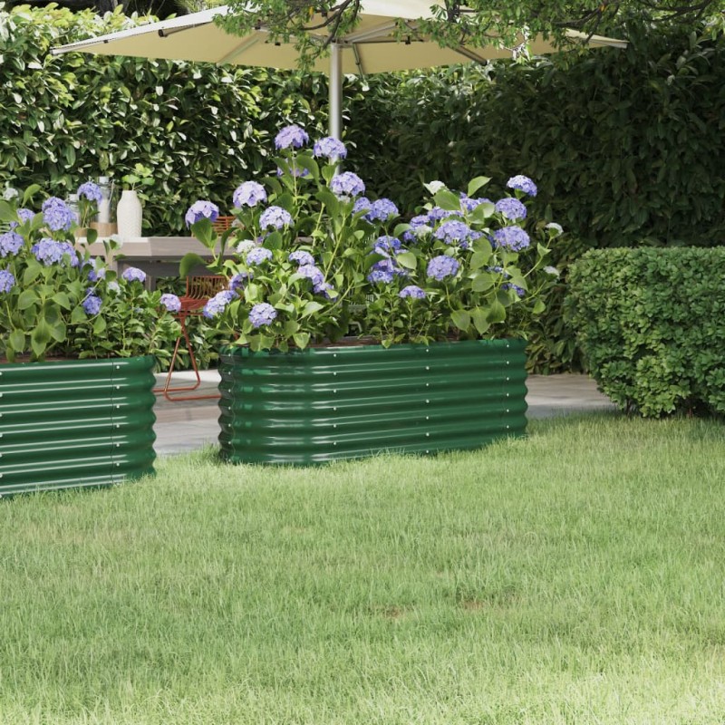 vidaXL Hochbeet Pulverbeschichteter Stahl 114x40x36 cm Grün vidaXL Hochbeet Pulverbeschichteter Stahl 114x40x36 cm Grün