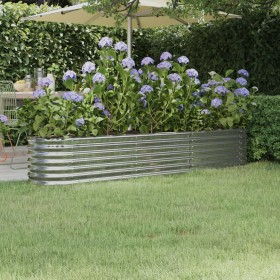 vidaXL Hochbeet Pulverbeschichteter Stahl 224x40x36 cm Silbern