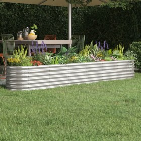 vidaXL Hochbeet Pulverbeschichteter Stahl 260x40x36 cm Silbern